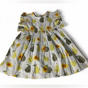 Pink Chicken Pear Print Kids Dress